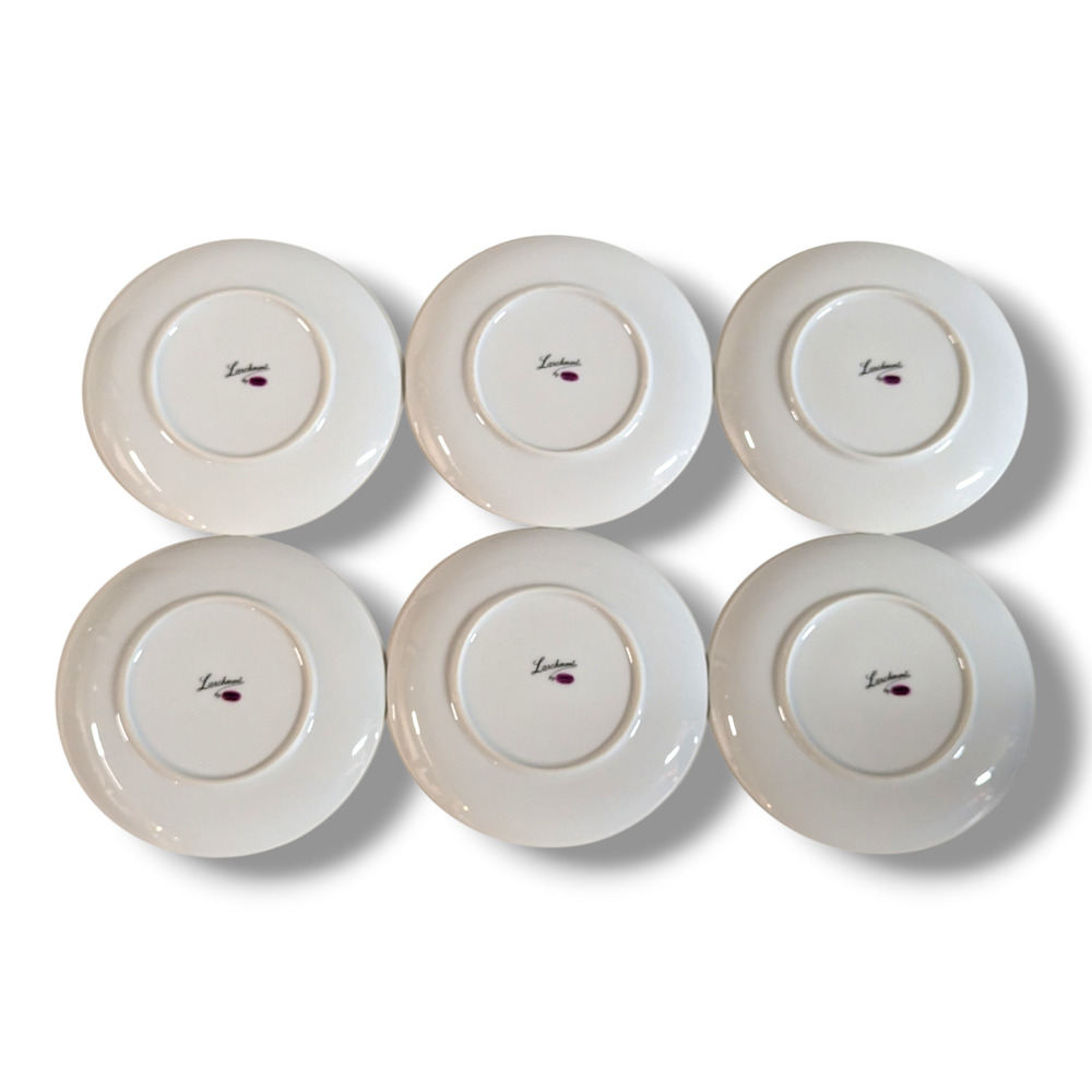 Vtg Larchmont By Sango Japan Set Of 6 Dessert / Bread Plates Pine Branch Pattern - Picture 3 of 4